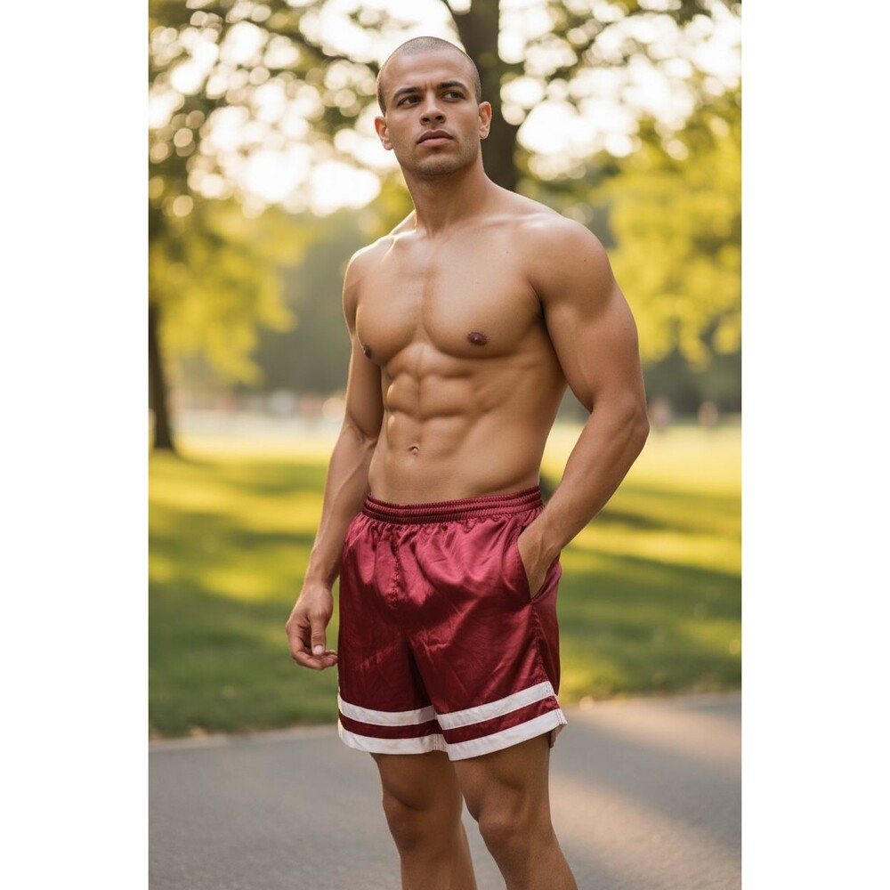 Xara 90s Super Rare Vintage Nylon Glanz Soccer Shorts Maroon White Silky M